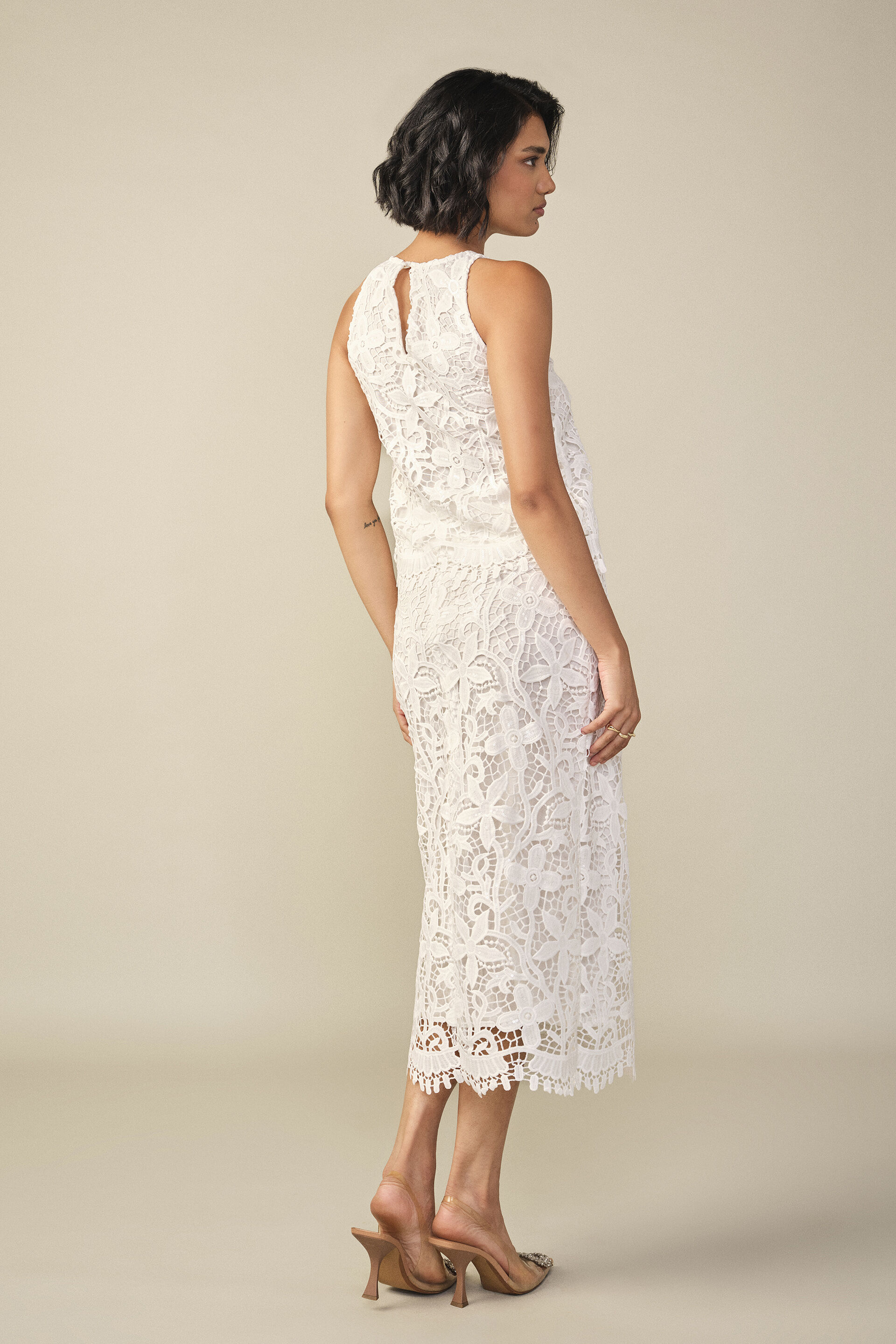 Lace Crop Top in White, White, image 6